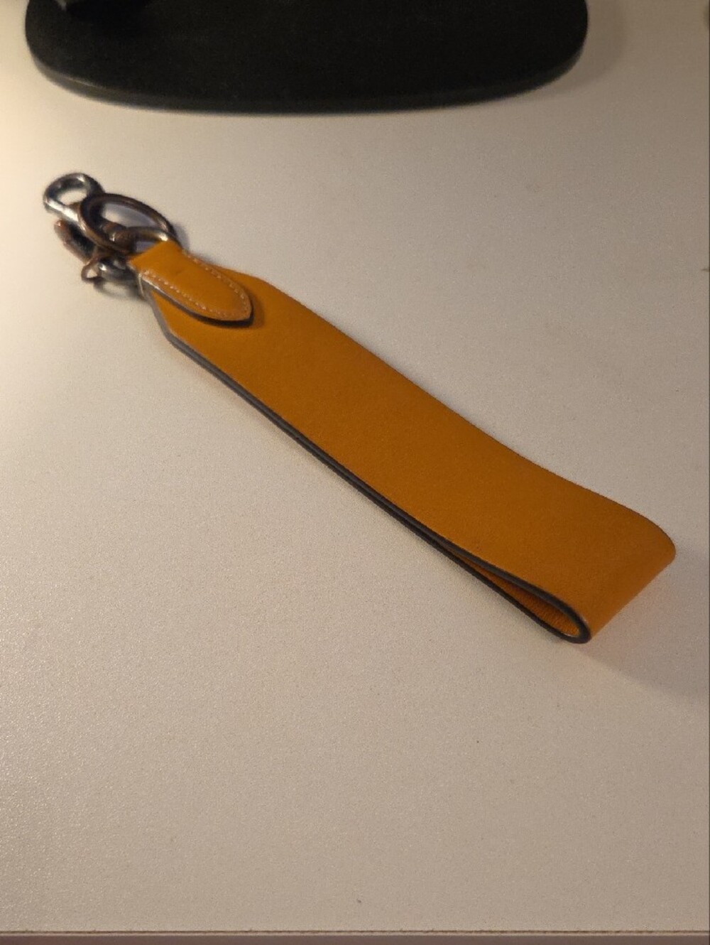 Coach Yellow Leather Logo Key Fob Strap - Picture 2 of 8